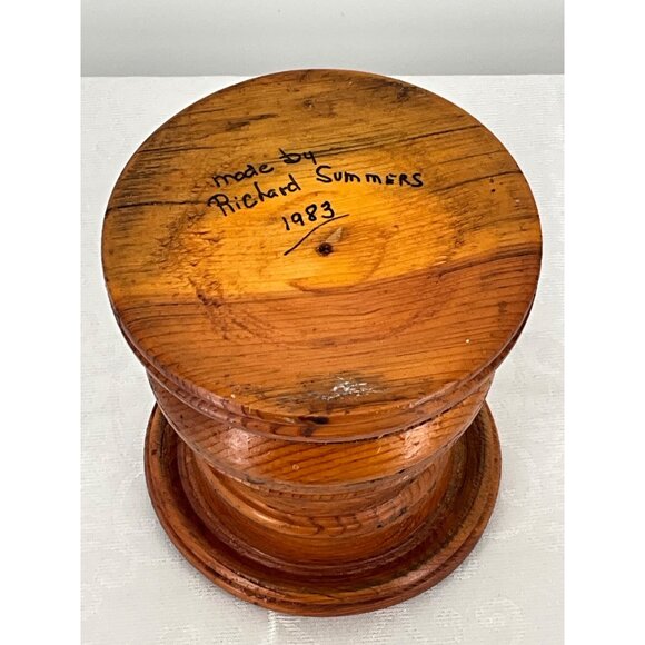 Vintage Handcrafted Wooden Candle Holder By Richard Summers 1983 Candle not incl - Picture 5 of 7